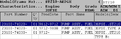 Pump's OEM Part No. (ST210)