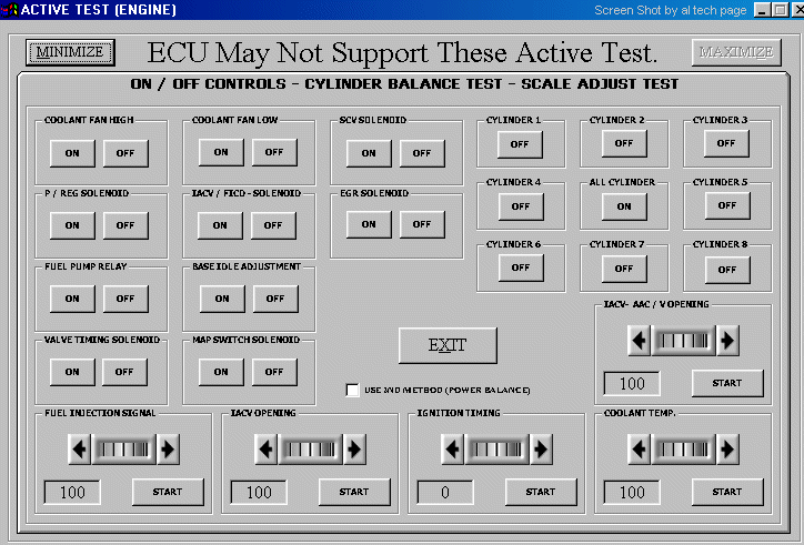 Active Test Menu