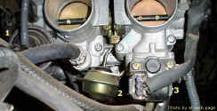 The Throttle Body: 1- Throttle Actuator; 2- No.1 Actuator ACIS; 3- ISCV.